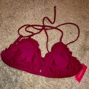 NWT Xhiliration magenta triangle bikini top!
